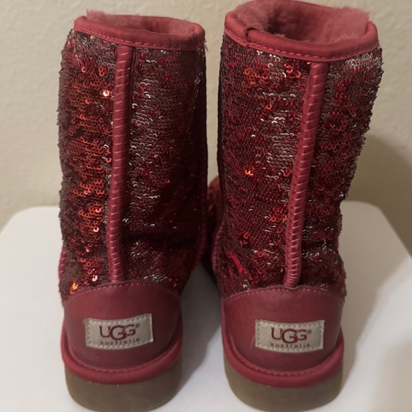 UGG Cranberry Sequin Boots Classic Short Size 8 - Picture 4 of 6